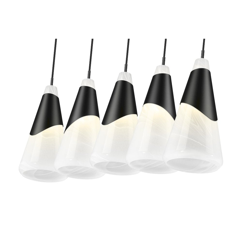 Z-Lite Aimie 5 Light Linear Chandelier, Matte Black