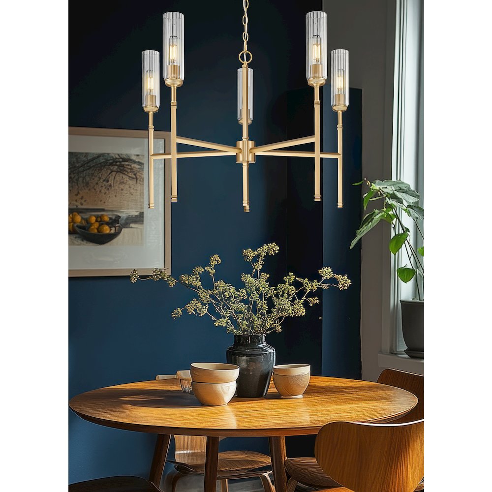 Z-Lite 5 Light Chandelier, Modern Gold