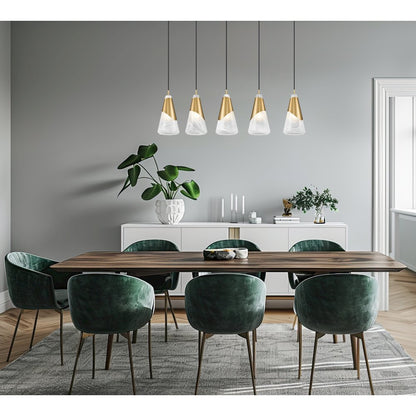 Z-Lite Aimie 5 Light Linear Chandelier, Modern Gold