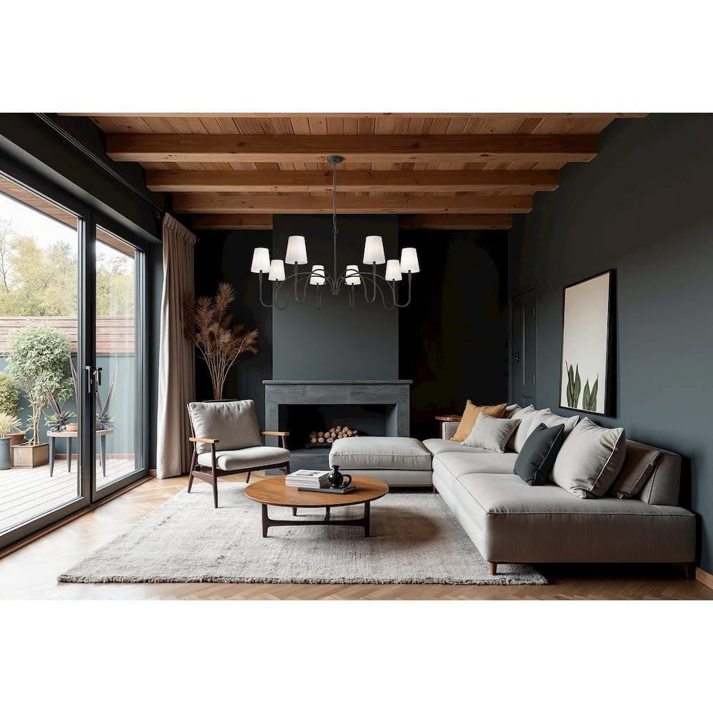 Z-Lite 8 Light Chandelier, Matte Black