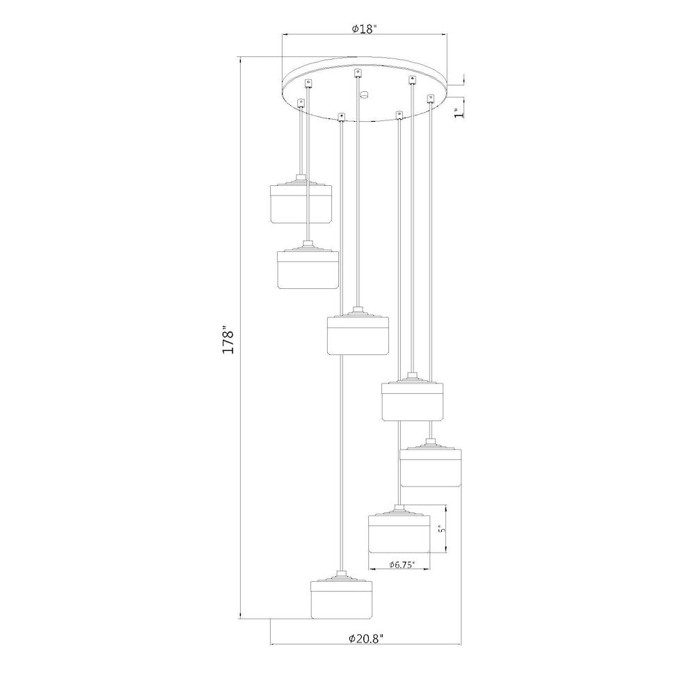 Z-Lite 7 Light Chandelier, Matte Black