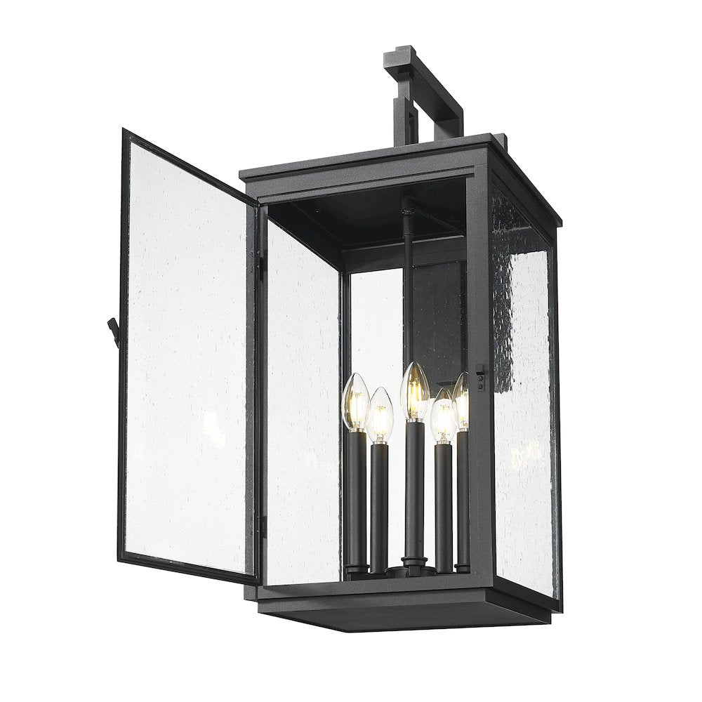 Z-Lite Hartwell 5 Light Outdoor Wall Light in Sand Black color, Aluminum frame