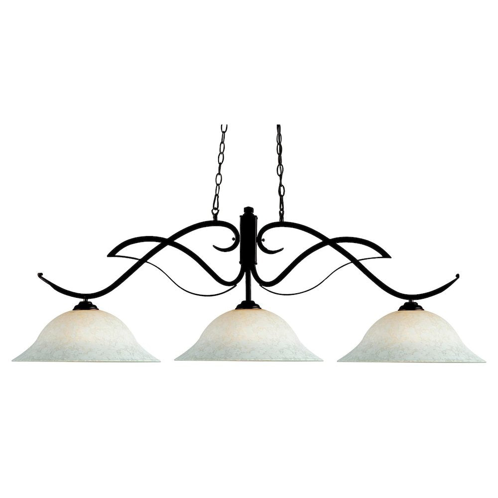 Z-Lite Phoenix 3 Light Billiard, Steel Frame, White Mottle Shade Color