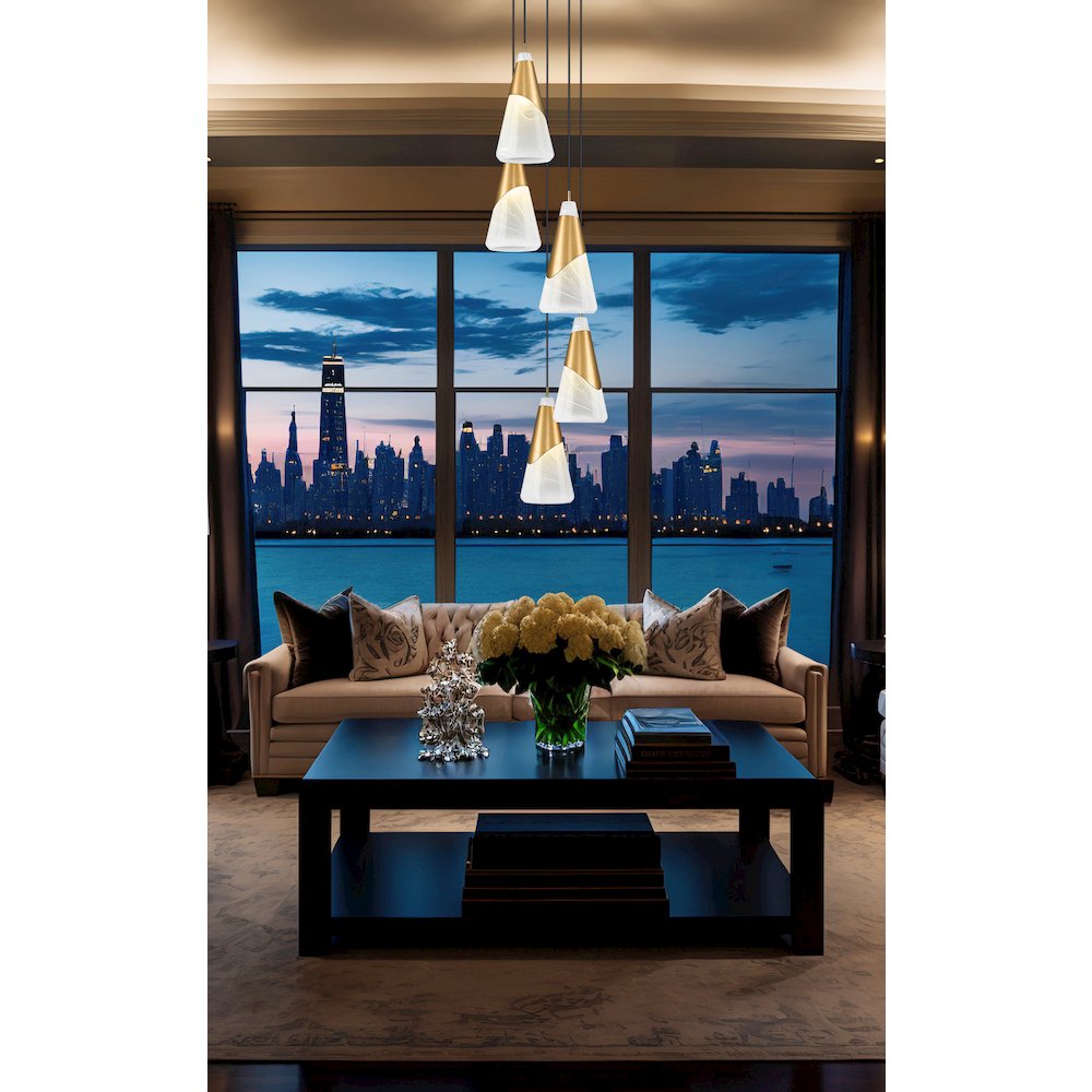 Z-Lite Aimie 5 Light Chandelier, Modern Gold