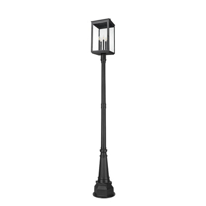 Z-Lite Hartwell 5 Light Outdoor Post Mounted Fixture in Sand Black color