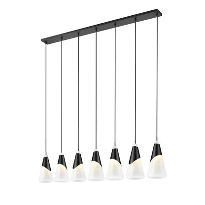 Z-Lite Aimie 7 Light Linear Chandelier, Matte Black