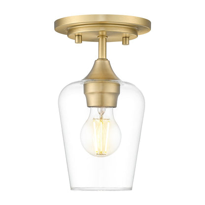 Z-Lite 1 Light Flush Mount, Burnished Brass