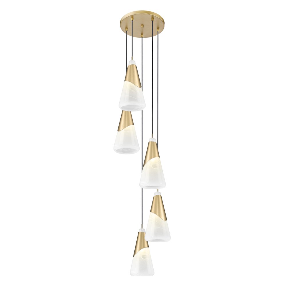 Z-Lite Aimie 5 Light Chandelier, Modern Gold