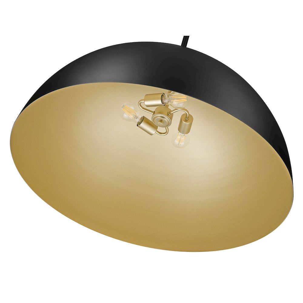 Z-Lite 3 Light Pendant, Matte Black