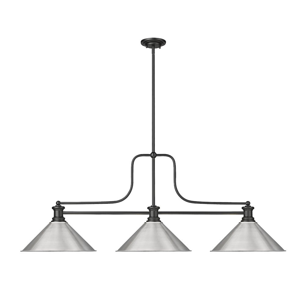 Z-Lite Melange 3 Light Billiard, Steel Frame, Brushed Nickel Shade Color