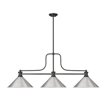 Z-Lite Melange 3 Light Billiard, Steel Frame, Brushed Nickel Shade Color