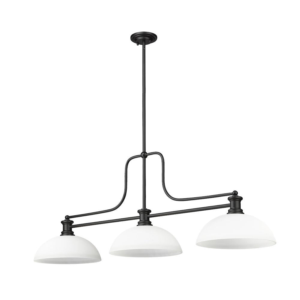 Z-Lite Melange 3 Light Billiard, Steel Frame, Matte Opal Shade Color
