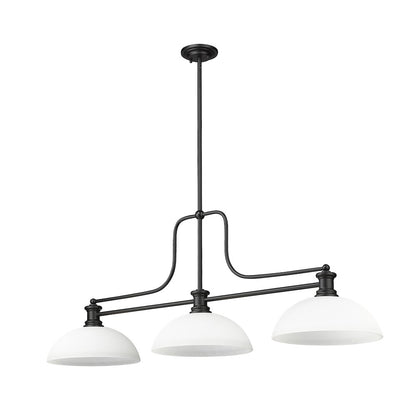 Z-Lite Melange 3 Light Billiard, Steel Frame, Matte Opal Shade Color