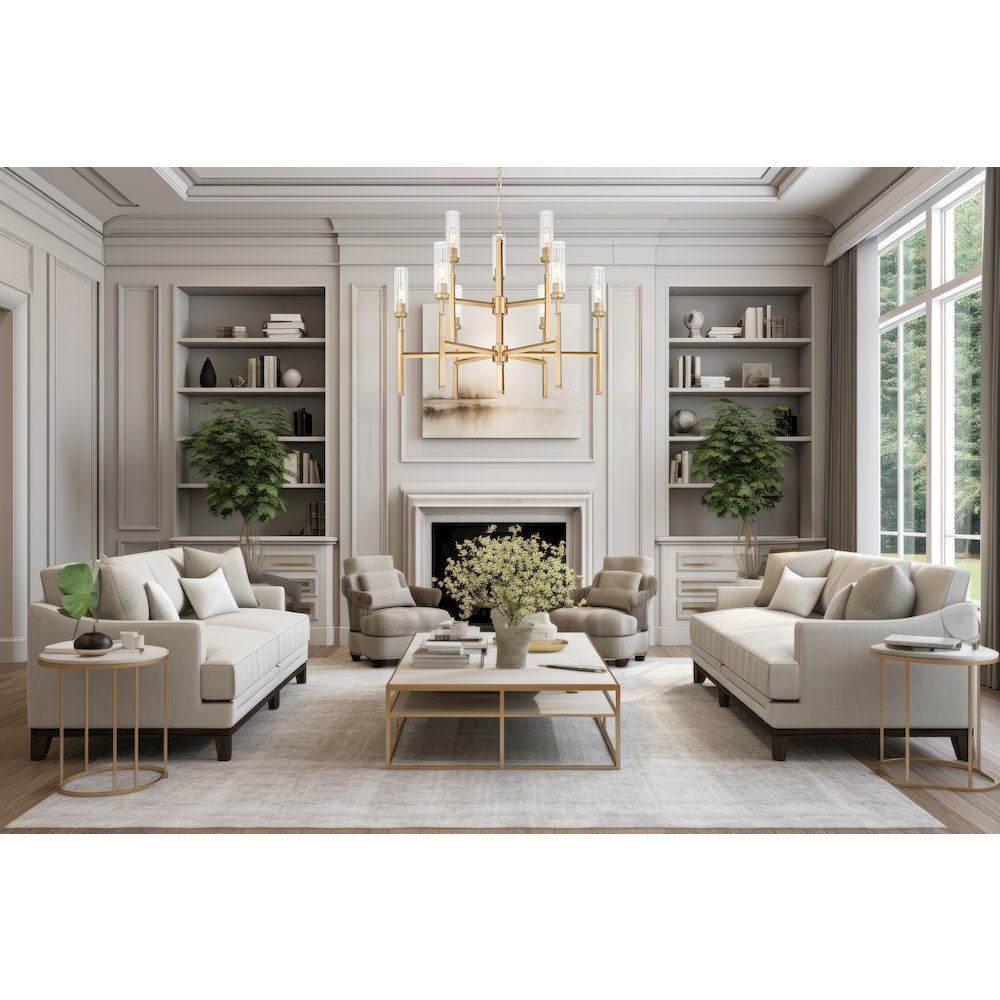 Z-Lite 9 Light Chandelier, Modern Gold