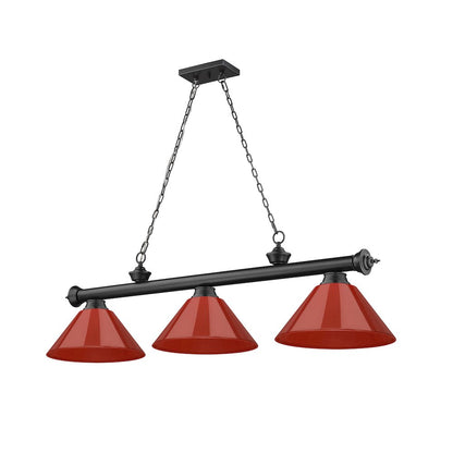 Z-Lite Cordon 3 Light Billiard, Steel Frame, Red Shade Color