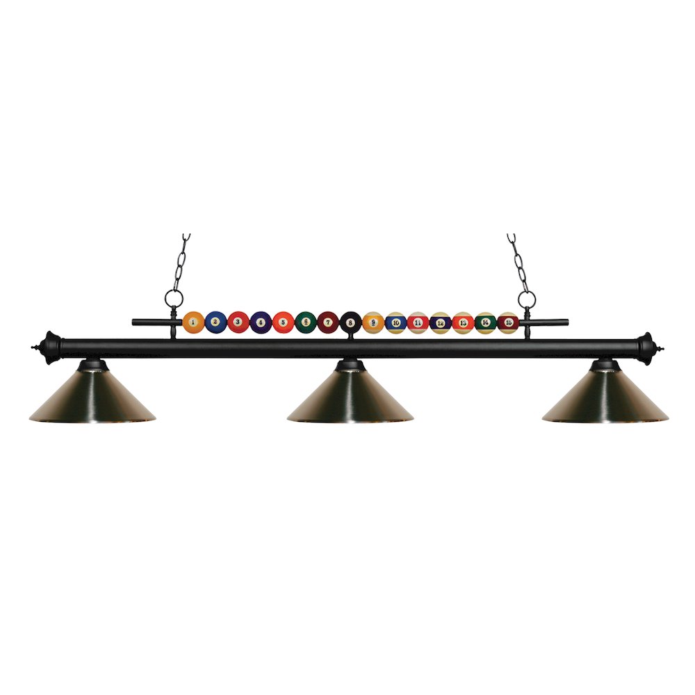 Z-Lite Shark 3 Light Billiard, Steel Frame, Brushed Nickel Shade Color