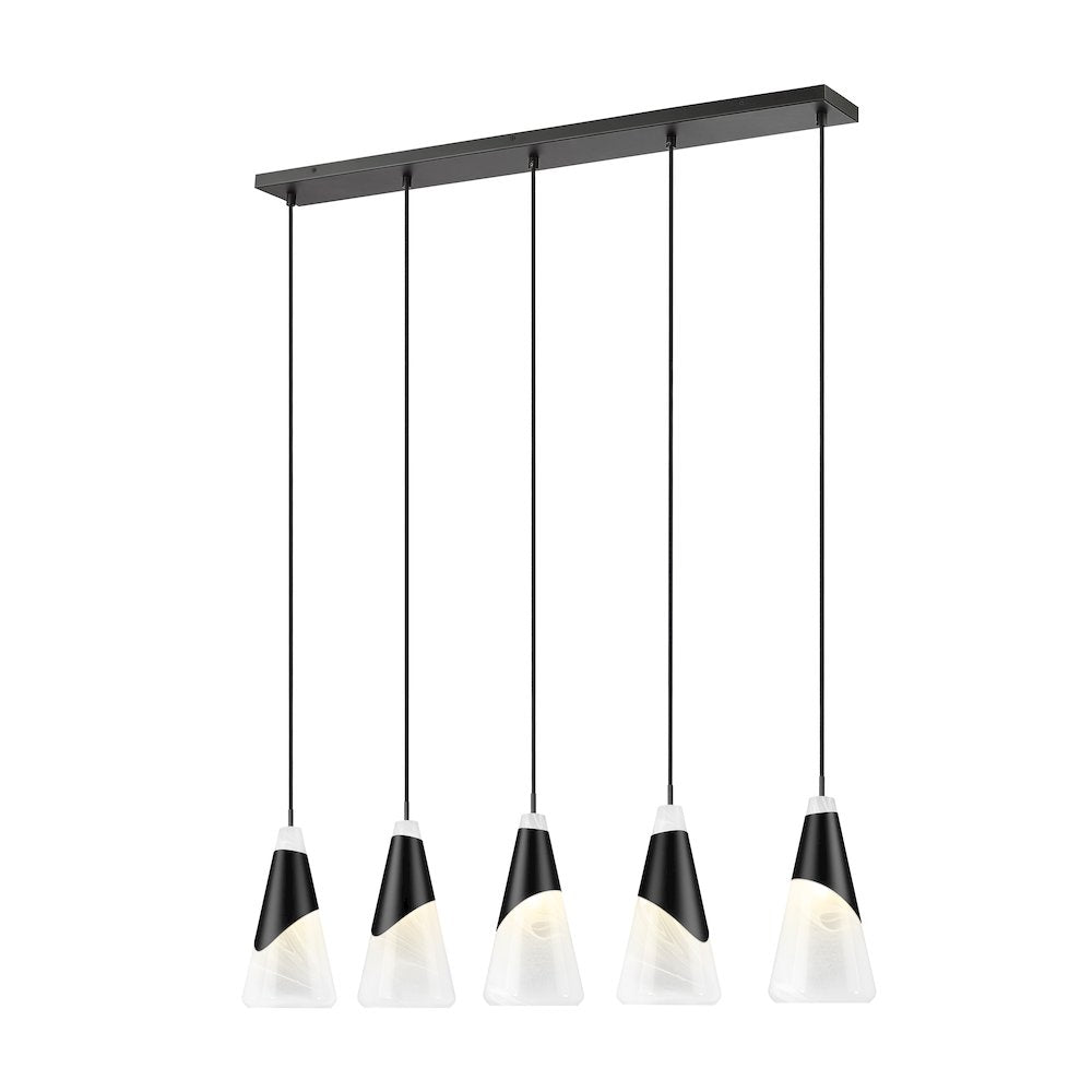 Z-Lite Aimie 5 Light Linear Chandelier, Matte Black