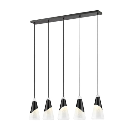 Z-Lite Aimie 5 Light Linear Chandelier, Matte Black