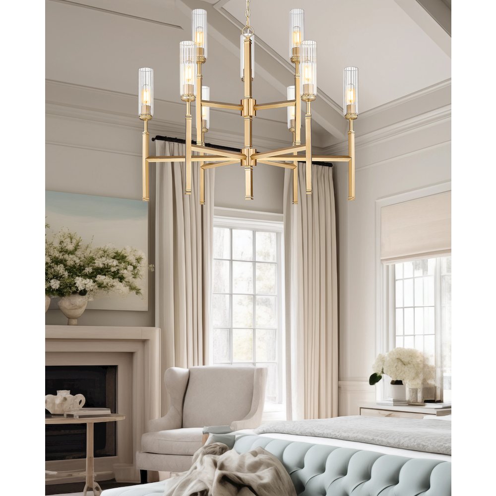 Z-Lite 9 Light Chandelier, Modern Gold