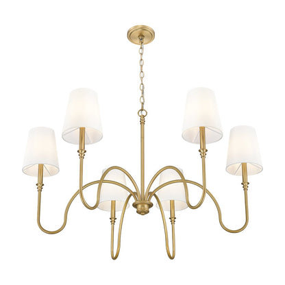 Z-Lite 6 Light Chandelier, Rubbed Brass