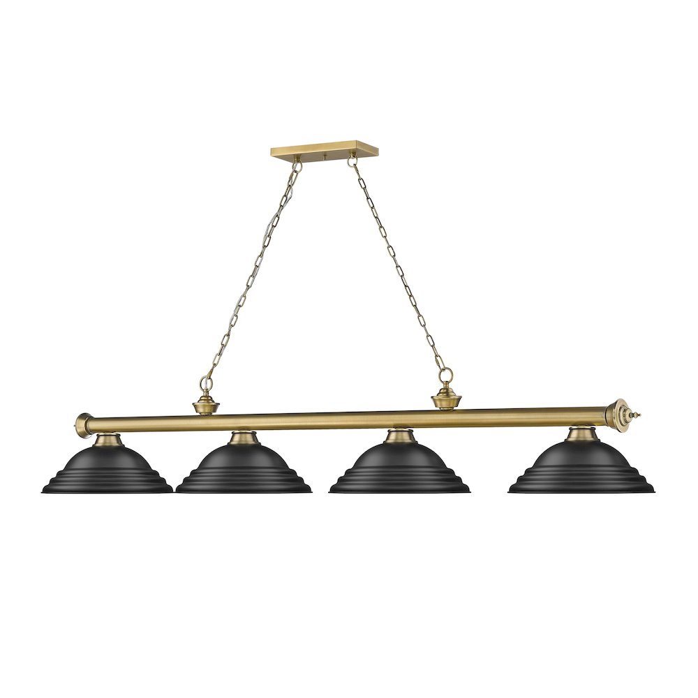 Z-Lite Cordon 4 Light Billiard, Steel Frame, Matte Black Shade Color