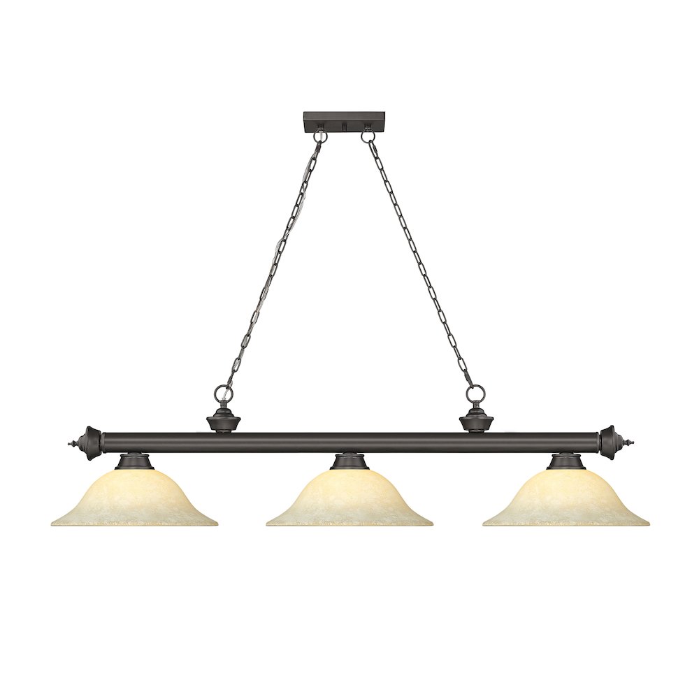Z-Lite Cordon 3 Light Billiard, Steel Frame, Golden Mottle Shade Color