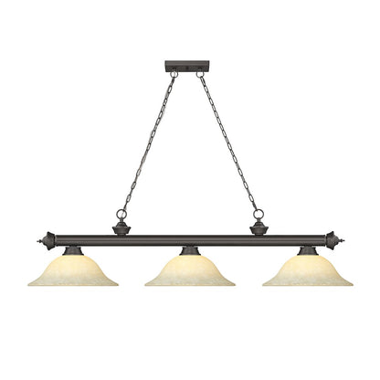 Z-Lite Cordon 3 Light Billiard, Steel Frame, Golden Mottle Shade Color