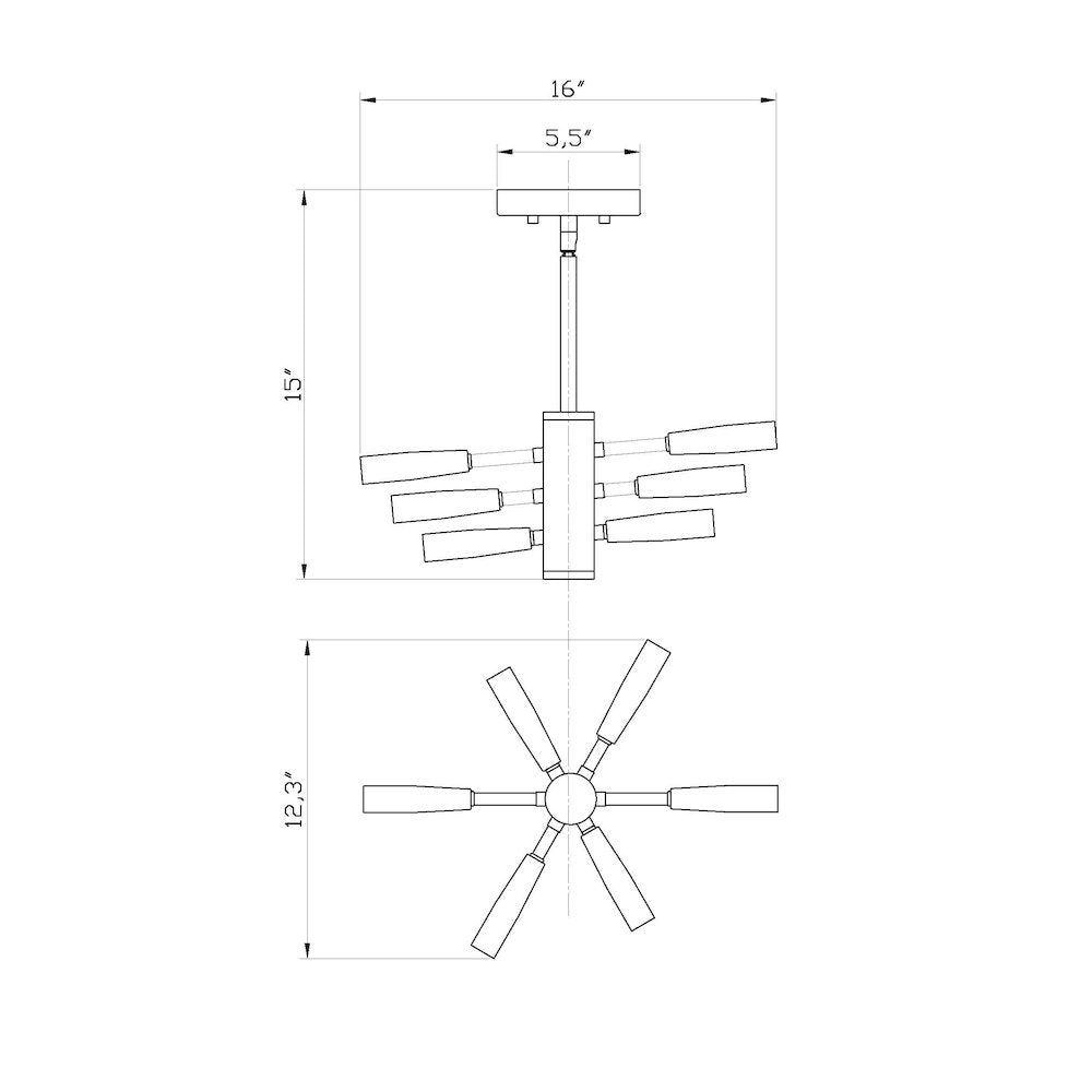 Z-Lite 6 Light Semi Flush Mount