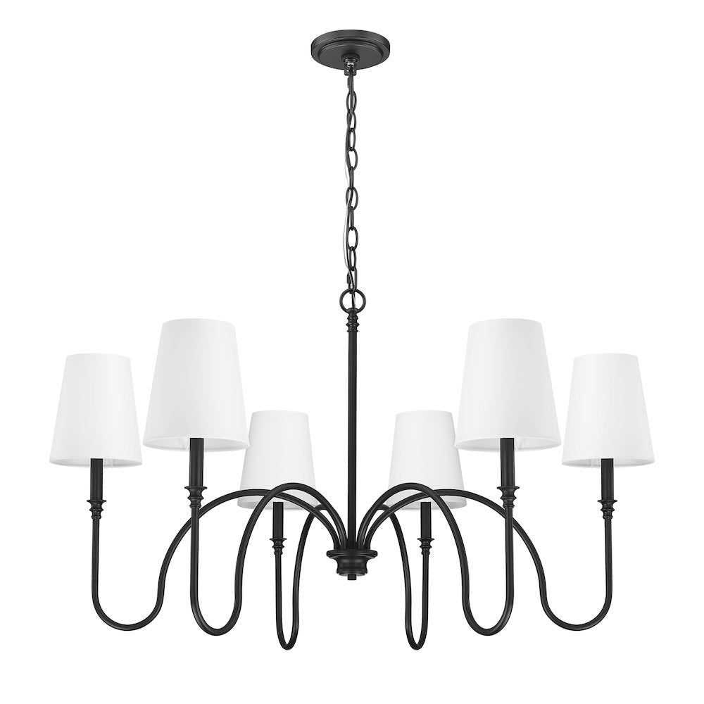 Z-Lite 6 Light Chandelier, Matte Black