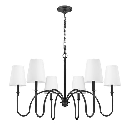 Z-Lite 6 Light Chandelier, Matte Black