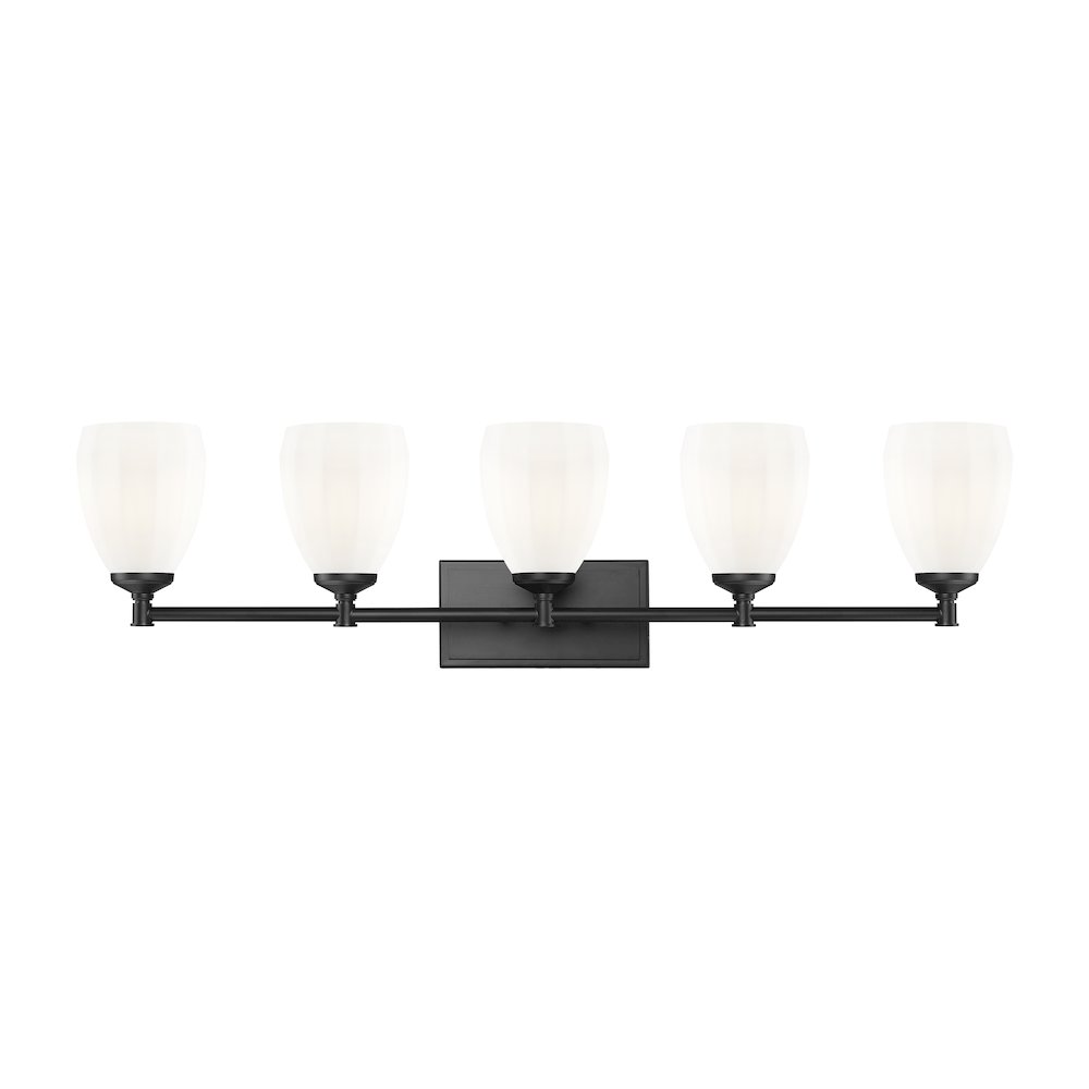 Z-Lite Oren 5 Light Vanity in Matte Black color, Steel frame