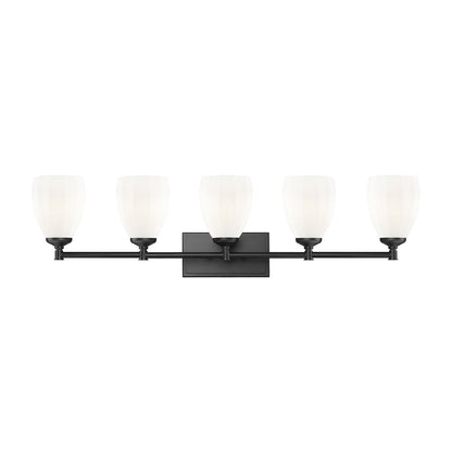 Z-Lite Oren 5 Light Vanity in Matte Black color, Steel frame
