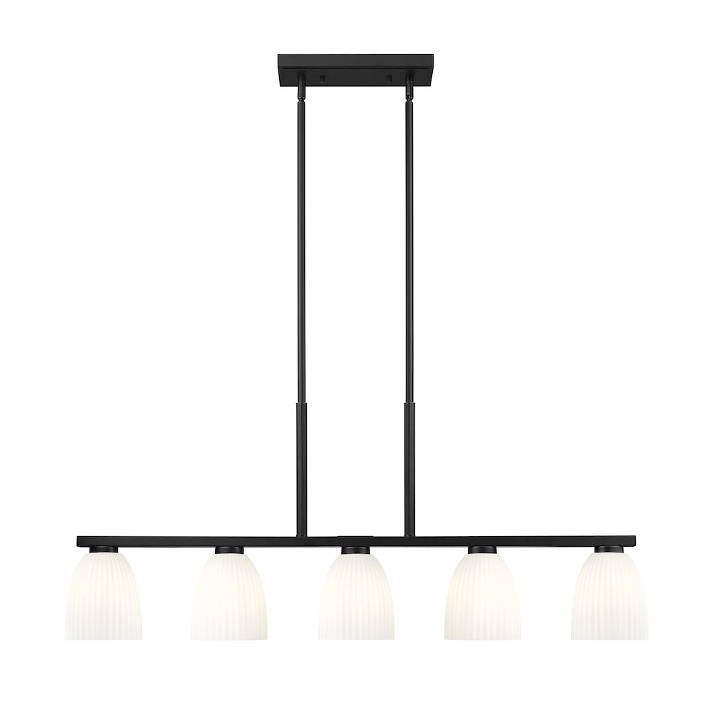 Z-Lite Naya 5 Light Linear Chandelier in Matte Black color, Steel frame