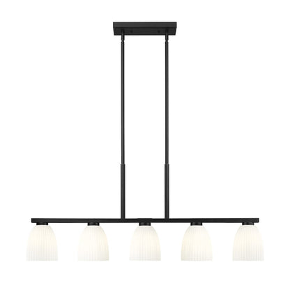 Z-Lite Naya 5 Light Linear Chandelier in Matte Black color, Steel frame