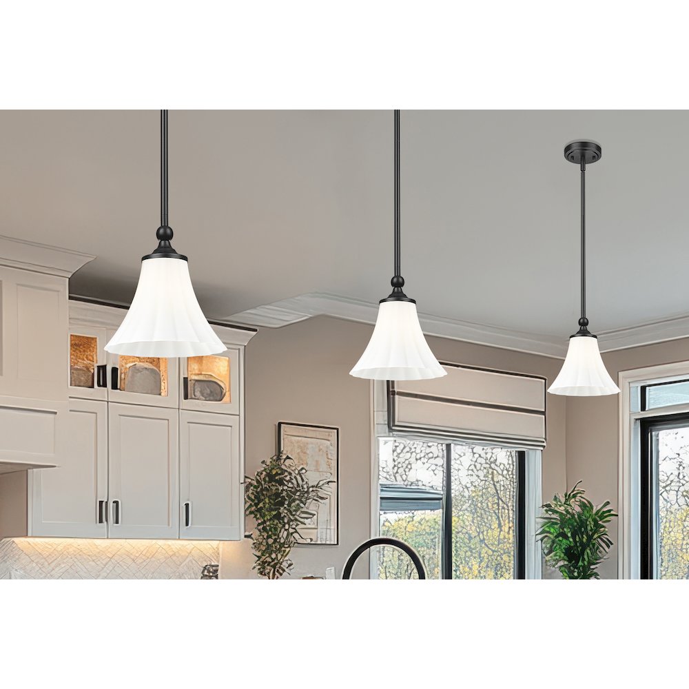 Z-Lite 1 Light Pendant, Matte Black