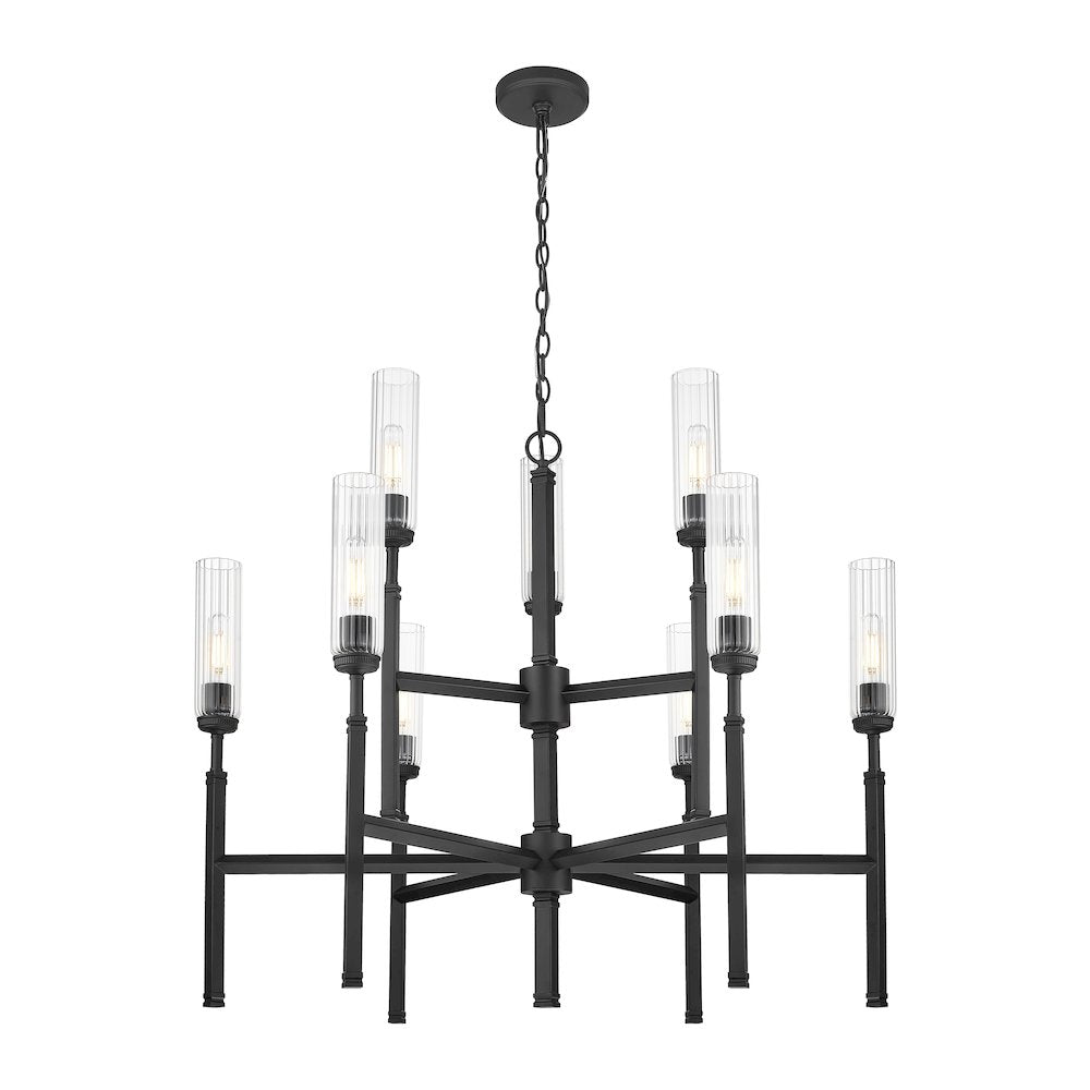 Z-Lite 9 Light Chandelier, Matte Black