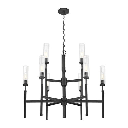 Z-Lite 9 Light Chandelier, Matte Black