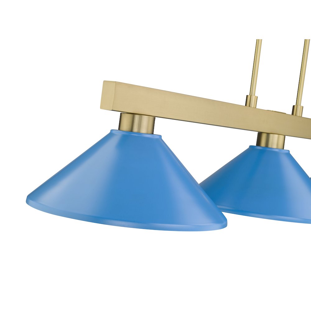 Z-Lite Cobalt 3 Light Billiard, Steel Frame, Electric Blue Shade Color