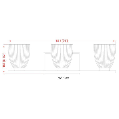 Z-Lite Naya 3 Light Vanity in Chrome color, Steel frame