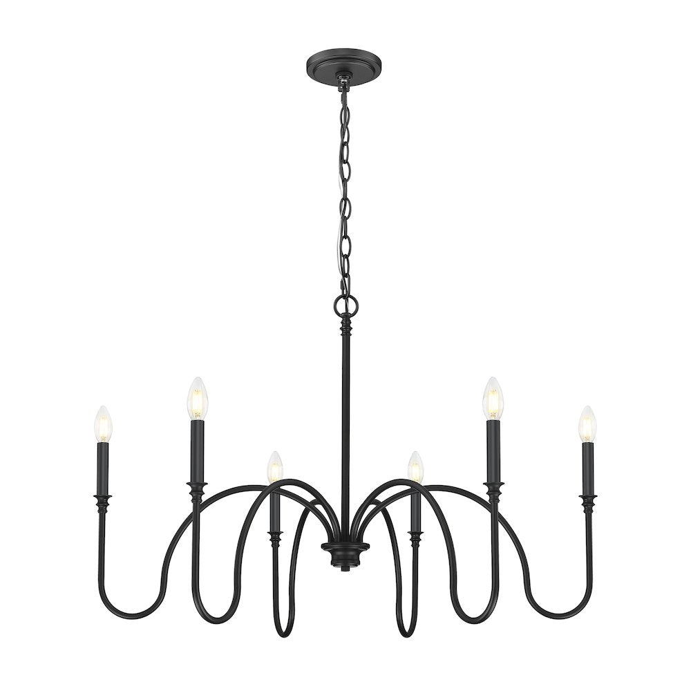 Z-Lite 6 Light Chandelier, Matte Black