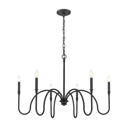 Z-Lite 6 Light Chandelier, Matte Black