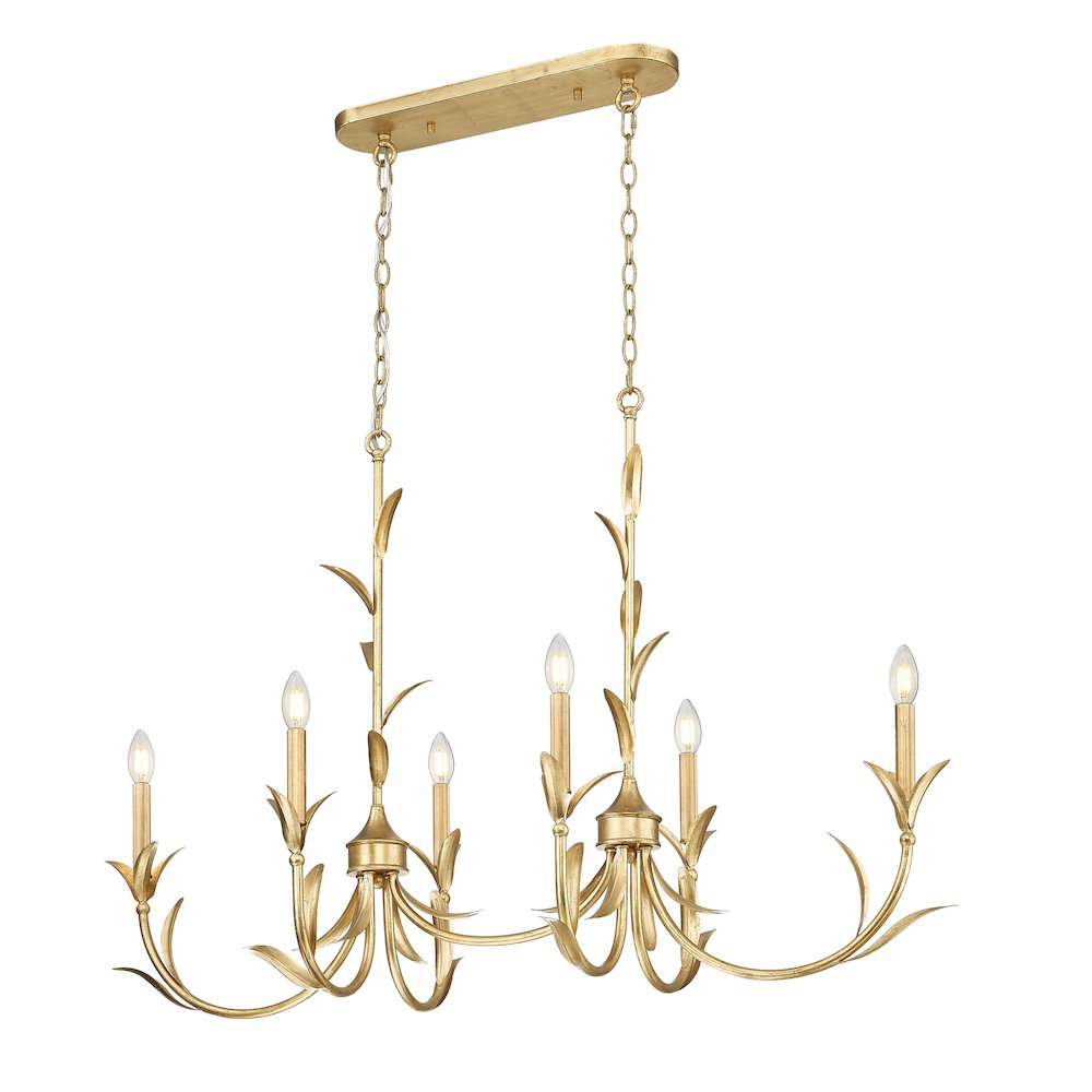 Z-Lite 6 Light Linear Chandelier, Gold Leaf