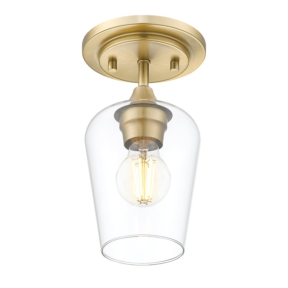 Z-Lite 1 Light Flush Mount, Burnished Brass