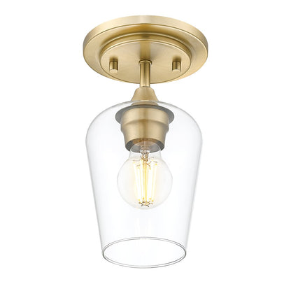 Z-Lite 1 Light Flush Mount, Burnished Brass