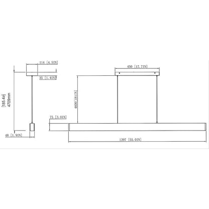 Z-Lite 1 Light Linear Chandelier, Gold