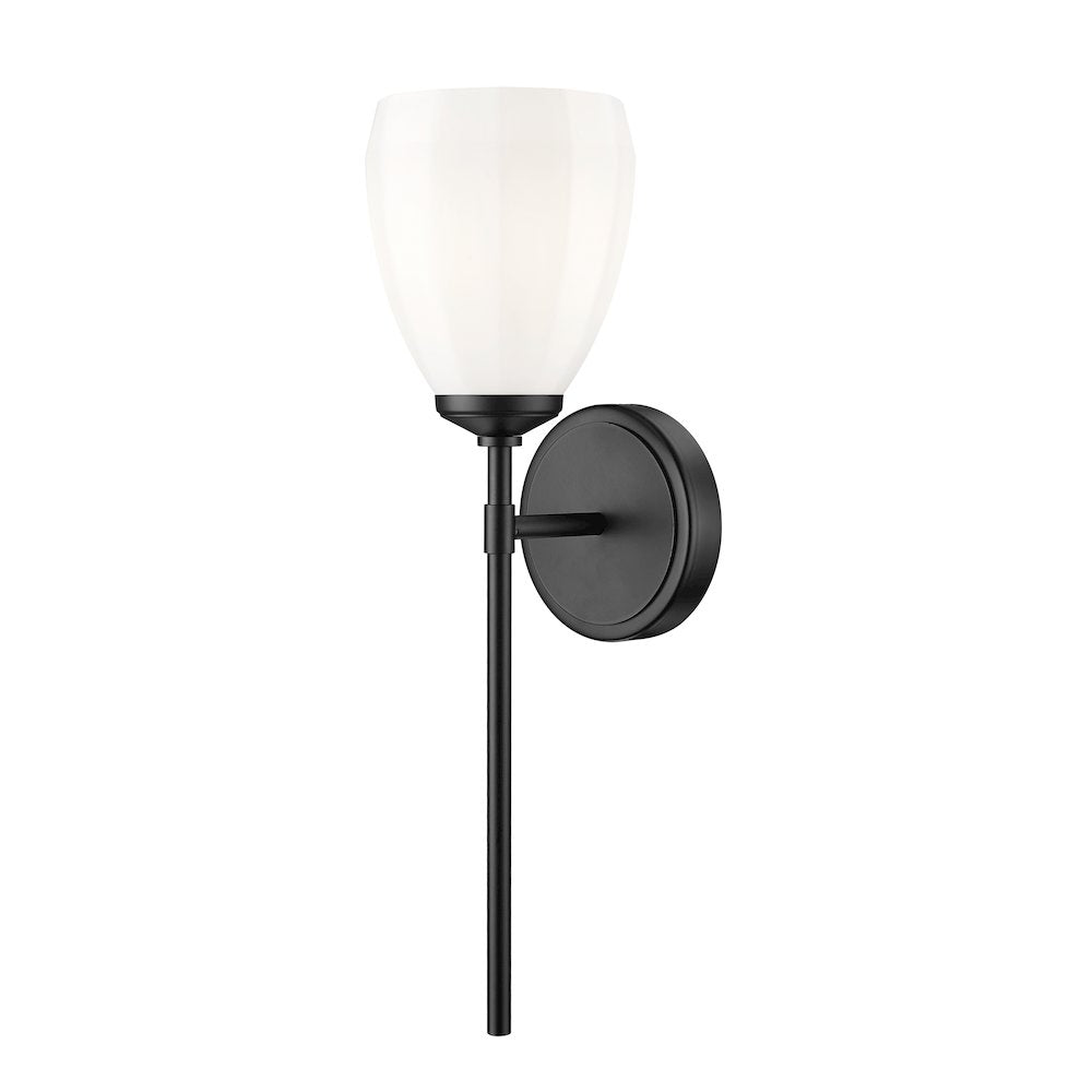 Z-Lite Oren 1 Light Wall Sconce in Matte Black color, Steel frame