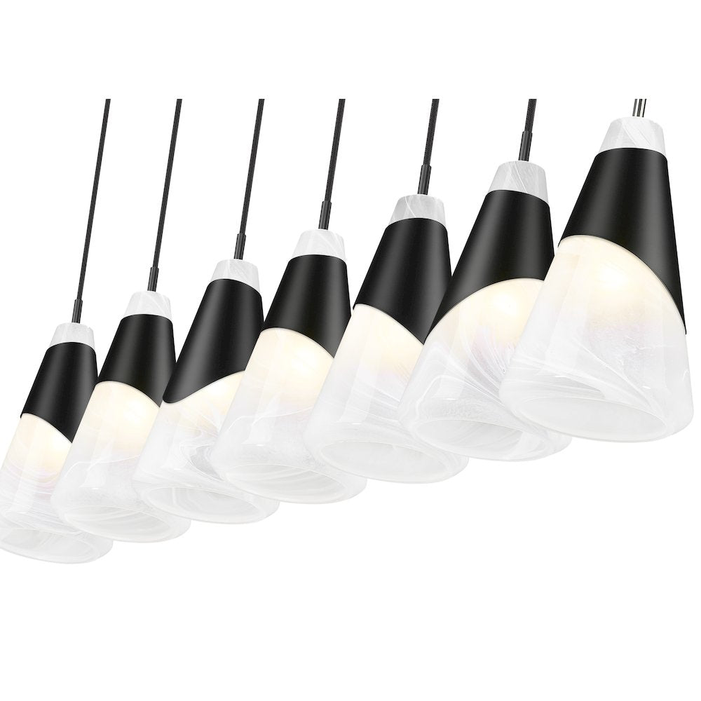 Z-Lite Aimie 7 Light Linear Chandelier, Matte Black