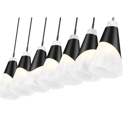 Z-Lite Aimie 7 Light Linear Chandelier, Matte Black