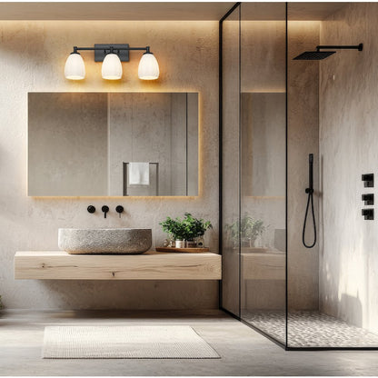 Z-Lite Oren 3 Light Vanity in Matte Black color, Steel frame