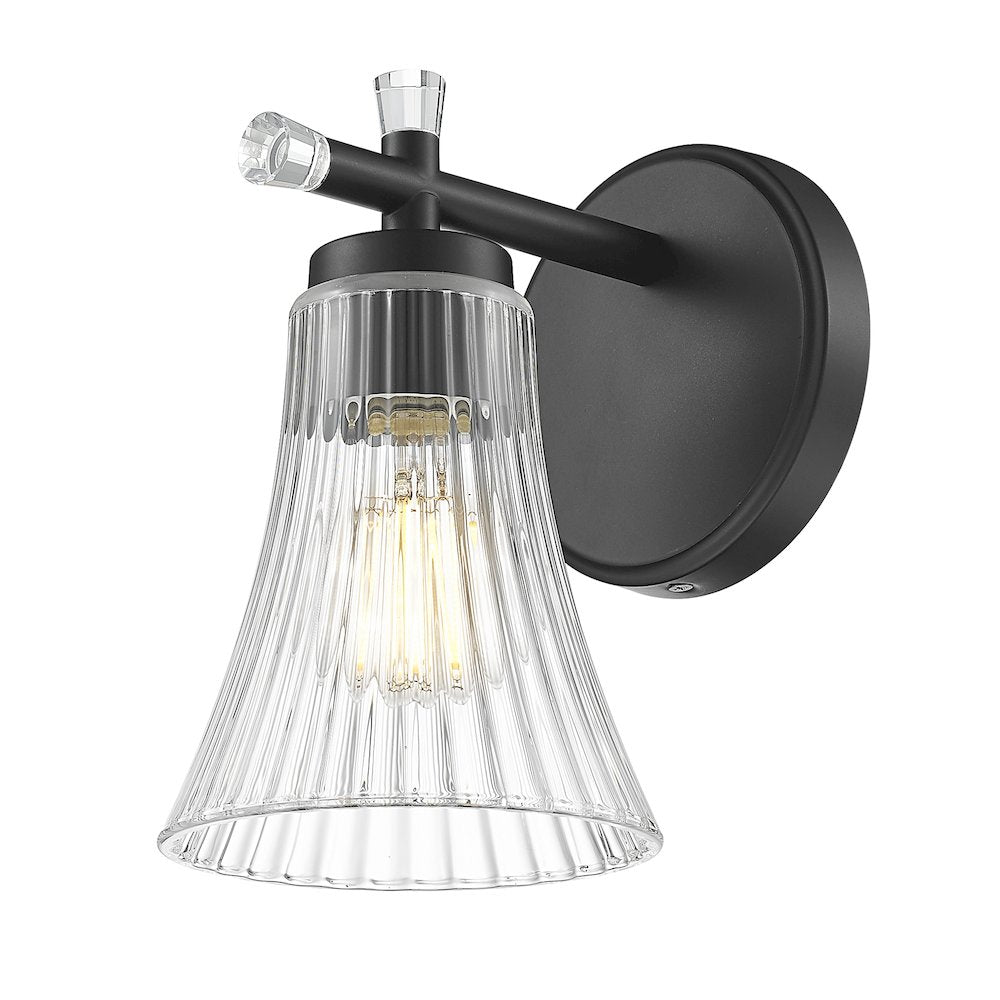 Z-Lite Belle 1 Light Wall Sconce in Matte Black color, Steel frame